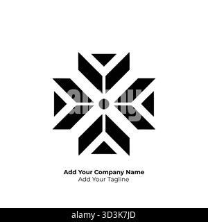 Moderno logo geometrico minimalista con linee audaci e pulite e simmetria astratta. Ideale per tecnologie, architettura e branding aziendale in formato vettoriale. Illustrazione Vettoriale