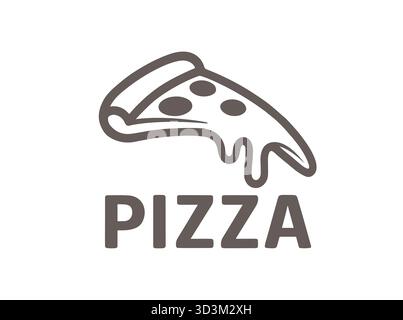Design vettoriale moderno con logo Pizza Slice con fusione del formaggio e cerchi di copertura illustrazione artistica Illustrazione Vettoriale