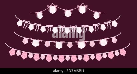 Stravagante pennant rosa garland Illustrazione Vettoriale