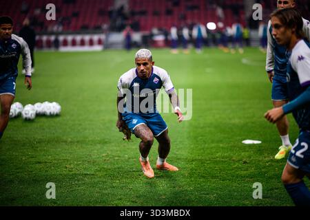 MAGONZA, GERMANIA - 6 NOVEMBRE 2025: Dodo - la partita di calcio della UEFA Conference League 1. FSV Mainz 05 contro ACF Fiorentina alla Mewa Arena. Foto Stock