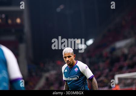 MAGONZA, GERMANIA - 6 NOVEMBRE 2025: Dodo - la partita di calcio della UEFA Conference League 1. FSV Mainz 05 contro ACF Fiorentina alla Mewa Arena. Foto Stock