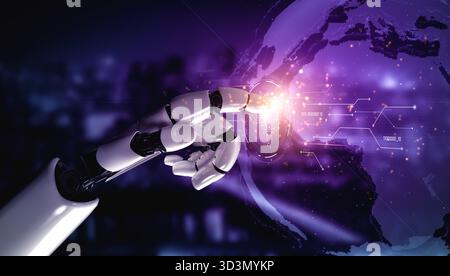 L'INTELLIGENZA ARTIFICIALE elabora i dati digitali attraverso circuiti neurali, analizza i segnali, alimenta l'intelligenza e gestisce le funzioni principali in una tecnologia connessa Foto Stock