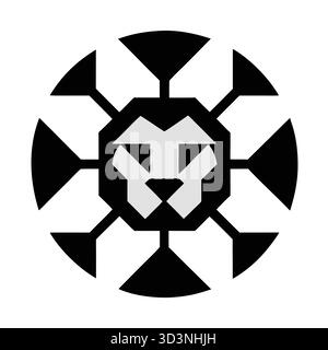Logo geometrico minimalista con testa a leone in stile poligonale: Moderno design astratto vettoriale perfetto per il branding, l'identità aziendale e le agenzie creative Illustrazione Vettoriale