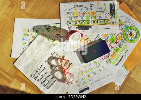 Calendario con appuntamenti e scadenze aziendali Foto Stock