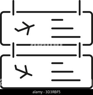 Icona della linea di imbarco degli orari dei voli aeroportuali. Pannello di visualizzazione di partenza e arrivo dell'aereo per la pianificazione del viaggio e il simbolo di contorno delle informazioni sui passeggeri Illustrazione Vettoriale