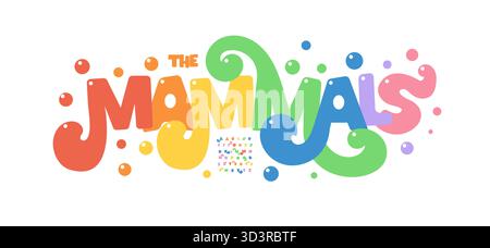 Bizzarro logo a forma di carattere rimbalzante alfabeto discoteca festosa tipografia giocosa, palloncini a colori lettere bollicine per il compleanno dei bambini, poster di carnevale, gioioso divertente Illustrazione Vettoriale