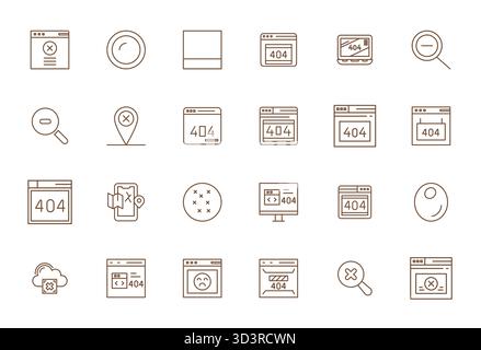 Un set dinamico di 24 icone vettoriali in grassetto, personalizzato per non trovato con la qualità modificabile 256x256 adatto per i prodotti digitali. Illustrazione Vettoriale