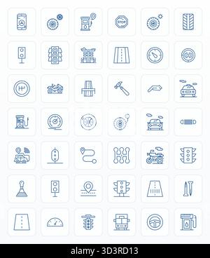 Un set dinamico di 42 icone vettoriali in grassetto, progettato per la guida con qualità ottimizzata Retina Ready Pixel, ideale per i prodotti digitali. Illustrazione Vettoriale