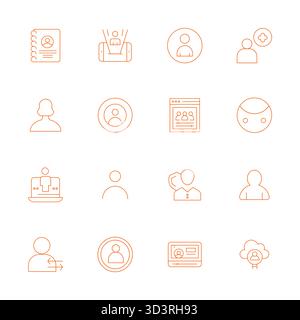 Pacchetto vettoriale con 16 icone di visualizzazione a linea sottile ispirate alla gestione degli account, disponibile in alta risoluzione, ideale per scalare e Illustrazione Vettoriale