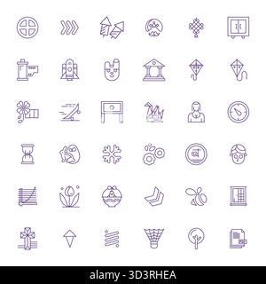 36 icone vettoriali adattate alla griglia ispirate a Linear, create in formato Bold Line a 128x128 per flussi di lavoro di progettazione intelligenti ed efficienti Illustrazione Vettoriale