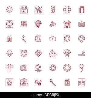 36 icone vettoriali modificabili Bold Line per la sopravvivenza, create con la risoluzione Retina Ready per una straordinaria coerenza visiva su tutto il platfo Illustrazione Vettoriale