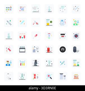 Una raccolta pulita di 36 icone vettoriali piatte che rappresentano Clinical, progettate in formato High Resolution Grid Fitting per dashboard e interfacce moderne. Illustrazione Vettoriale