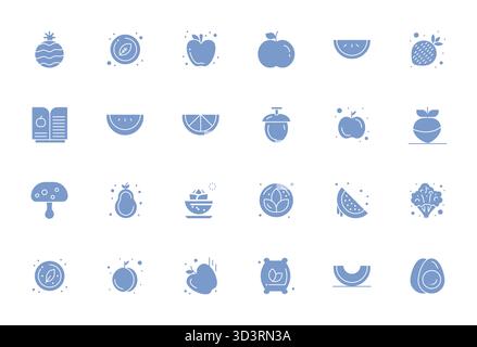 Raccolta avanzata di icone vettoriali allineate a 24 pixel ispirate a Vegan, realizzata con ottimizzazione 128x128 per prestazioni visive superiori. Illustrazione Vettoriale
