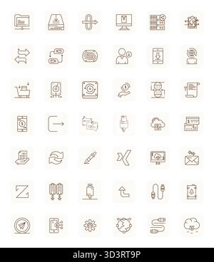 Raccolta di 42 icone vettoriali modificabili Bold Outline regolari per il trasferimento, progettate in formato 256x256 per chiarezza e versatilità. Illustrazione Vettoriale