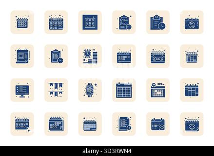 Icone vettoriali perfette da 24 PIXEL progettate in modo intelligente ispirate ai promemoria, create in formato riempito ad alta risoluzione per un design intelligente ed efficiente Illustrazione Vettoriale