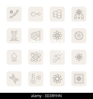 Scarica 16 icone vettoriali Thin Outline scalabili progettate per Molecule, con risoluzione ad alta risoluzione ottimizzata per i professionisti Illustrazione Vettoriale