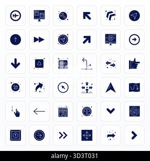 Migliora i tuoi progetti con 36 icone vettoriali glifi incentrate su Navigate, con risoluzione 64 x 64 modificabile, ideale per progetti puliti e professionali. Illustrazione Vettoriale