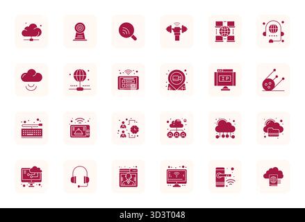 Set rivoluzionario di 24 icone vettoriali display Perfect ispirate al telecomando, create in formato riempito ad alta risoluzione per un design all'avanguardia Illustrazione Vettoriale