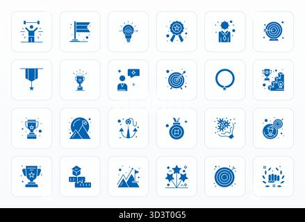 Pacchetto all'avanguardia con 24 icone vettoriali perfette ispirate al successo, creato in formato glifo ad alta risoluzione per un prodotto di nuova generazione Illustrazione Vettoriale