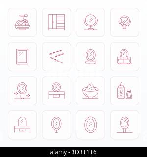 Collezione realizzata a mano con 16 icone vettoriali Thin Line per Dressing, ottimizzata con risoluzione ottimizzata 128 x 128 pixel per esperienze digitali di qualità superiore Illustrazione Vettoriale