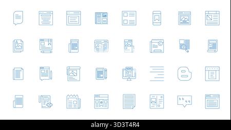 Collezione di 32 icone vettoriali perfette per l'articolo con display a linea sottile, progettate in formato 64 x 64 per chiarezza e versatilità. Illustrazione Vettoriale