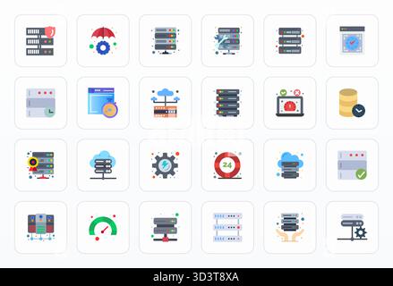 Raccolta ad alte prestazioni di 24 icone vettoriali piatte per tempi di attività, progettata con risoluzione ottimizzata per pixel ad alta risoluzione per un'interfaccia utente ottimale Illustrazione Vettoriale
