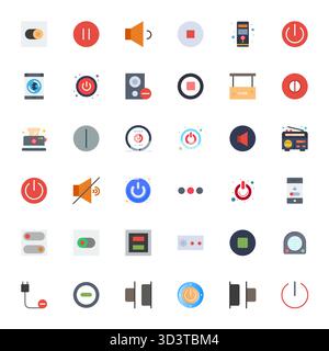 Collezione professionale di 36 icone vettoriali piatte rappresentative, realizzate con display ad alta risoluzione precisione perfetta per applicazioni aziendali Illustrazione Vettoriale