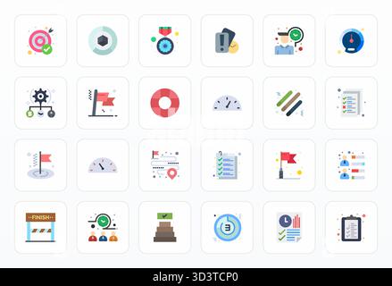 24 icone vettoriali magistralmente create che rappresentano il completamento del design piatto, con display ad alta risoluzione risoluzione risoluzione perfetta per un'esperienza visiva eccezionale Illustrazione Vettoriale