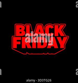 Testo rosso in grassetto per il Black Friday su sfondo nero, perfetto per vendite, promozioni e pubblicità del Black Friday. Questo straordinario design del Black Friday Illustrazione Vettoriale