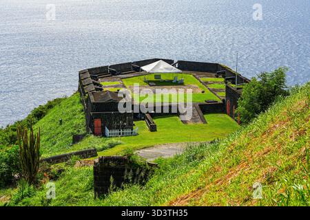 Bastione del Principe di Galles nella fortezza di Brimstone Hill, patrimonio dell'umanità dell'UNESCO a Saint Kitts, nei Caraibi Foto Stock
