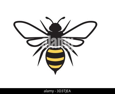 Disegno geometrico degli insetti con logo Bee icona disegno vettoriale illustrazione di forma minima Illustrazione Vettoriale