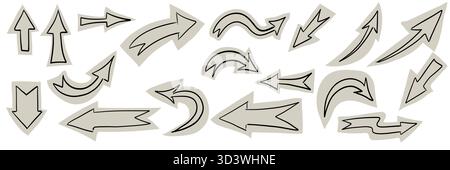 Grazioso collage di carta strappata con giocosi scarabocchi. Scarabocchi di pastello e disegni in stile bambino per arte zine, diario o album di ritagli. Progettazione ingenua vettoriale Illustrazione Vettoriale