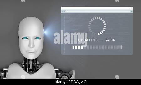 L'INTELLIGENZA ARTIFICIALE favorisce la crescita delle conoscenze grazie alla formazione con assistente virtuale, suggerimenti per l'aggiornamento del software e aggiornamenti per l'apprendimento dell'intelligenza artificiale. Kernel Foto Stock