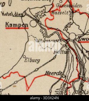 Una mappa del 1888 che mostra il principale distretto elettorale di Kampen per l'elezione dei membri della Tweede Kamer (camera dei rappresentanti) olandese. Foto Stock