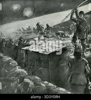 Una scena della ritirata turca durante la prima battaglia di Catalca nel 1913, parte delle guerre balcaniche. Foto Stock