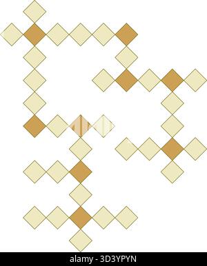 Schema geometrico astratto simile a un complesso puzzle vettoriale o labirinto. Struttura a labirinto, forme a diamante Illustrazione Vettoriale