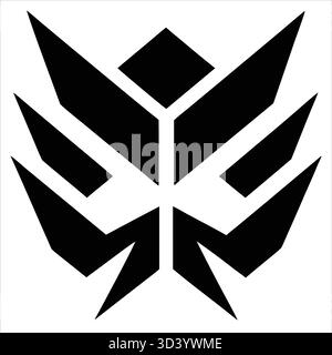 Moderno logo geometrico minimalista della testa di drago in tonalità oro, audace simmetria angolare, elegante logo vettoriale di lusso su sfondo bianco. Illustrazione Vettoriale