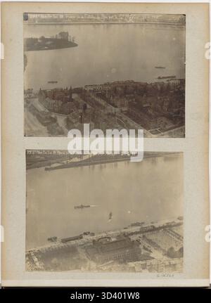 Scattata il 23 aprile 1919, questa fotografia aerea mostra la flottiglia del Reno esaminata dal generale Mangin durante l'occupazione francese di Mayence e della Renania. Foto Stock