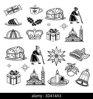 Pacchetto Design elementi decorativi natalizi Illustrazione Vettoriale