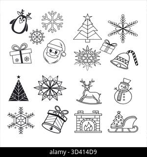 Set Cozy Winter Holiday Clipart Collection Illustrazione Vettoriale