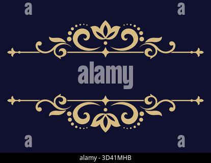 Elemento in oro vintage. Design vettoriale grafico. Decorazioni grafiche damascate. Illustrazione Vettoriale