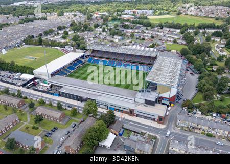 Vista aerea di Turf Moor, sede del Burnley FC, Burnley, Lancashire, Regno Unito. Foto Stock