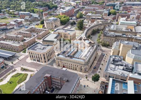 Vista aerea del centro di Bolton, Lancashire, Regno Unito. Foto Stock