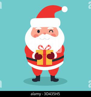 Bella testa di babbo natale, design piatto. Illustrazione vettoriale. Illustrazione Vettoriale