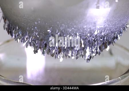 Cristalli di iodio, iodio in forma metallica. Foto Stock