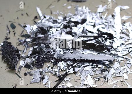 Cristalli di iodio, iodio in forma metallica. Foto Stock