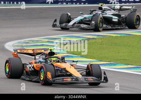 San Paolo, BRA. 11/08/2025. Lando Norris del Regno Unito alla guida della (4) McLaren F1 Team MCL39 Mercedes, durante la Formula 1 MSC Cruises grande Premio De Sao Paulo 2025. Crediti: Alessio Morgese / Alamy live news Foto Stock