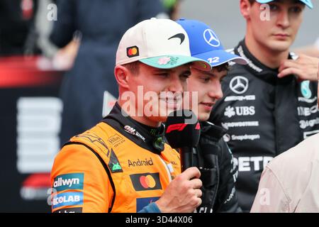 San Paolo, BRA. 11/08/2025. Lando Norris del Regno Unito alla guida della (4) McLaren F1 Team MCL39 Mercedes, durante la Formula 1 MSC Cruises grande Premio De Sao Paulo 2025. Crediti: Alessio Morgese / Alamy live news Foto Stock