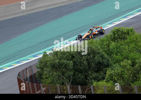 San Paolo, BRA. 11/08/2025. Lando Norris del Regno Unito alla guida della (4) McLaren F1 Team MCL39 Mercedes, durante la Formula 1 MSC Cruises grande Premio De Sao Paulo 2025. Crediti: Alessio Morgese / Alamy live news Foto Stock