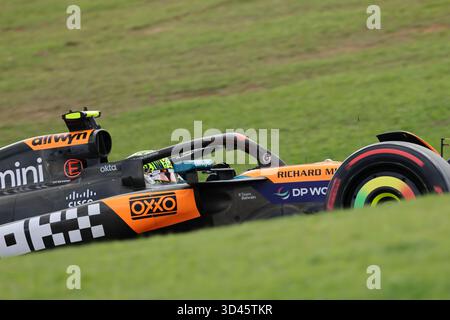 San Paolo, BRA. 11/08/2025. Lando Norris del Regno Unito alla guida della (4) McLaren F1 Team MCL39 Mercedes, durante la Formula 1 MSC Cruises grande Premio De Sao Paulo 2025. Crediti: Alessio Morgese / Alamy live news Foto Stock
